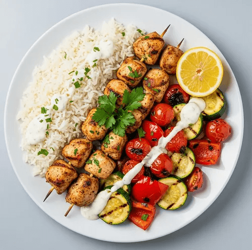 1 Skewer Charcoal Chicken With Rice 